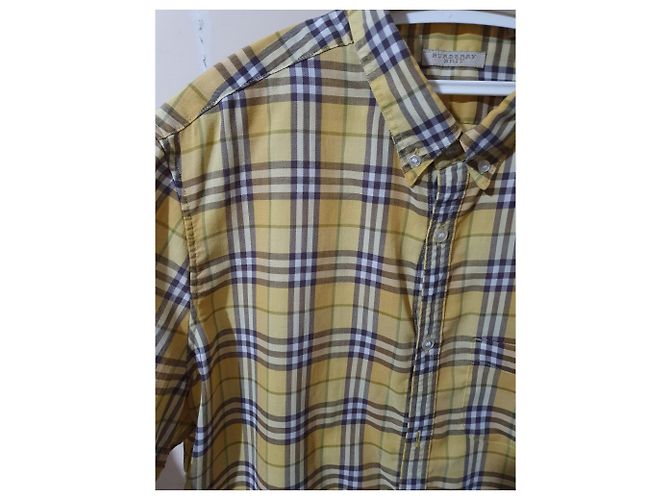 Camicia Burberry in cotone tartan a maniche corte gialla Multicolore Giallo - vista 4