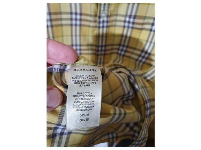 Camicia Burberry in cotone tartan a maniche corte gialla Multicolore Giallo - vista 5
