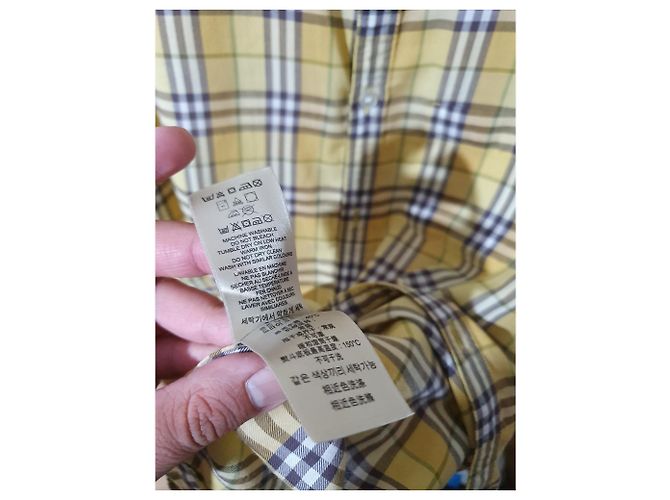 Camicia Burberry in cotone tartan a maniche corte gialla Multicolore Giallo - vista 6