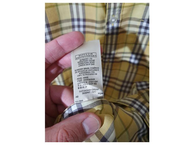 Camicia Burberry in cotone tartan a maniche corte gialla Multicolore Giallo - vista 7