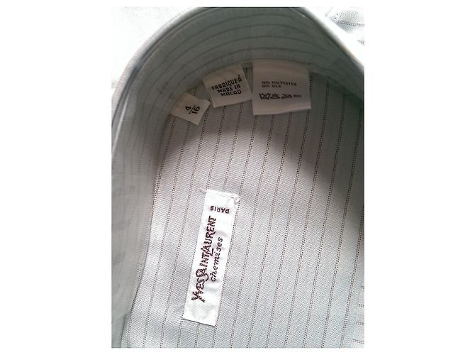 Camicia a righe Yves Saint Laurent in seta verde chiaro - vista 2