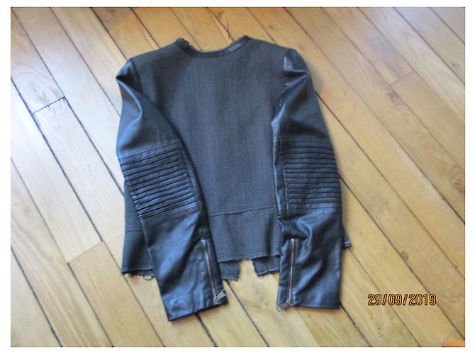 Autre Marque Giacca / lana perfetta e pelle, 42. Grigio - vista 2