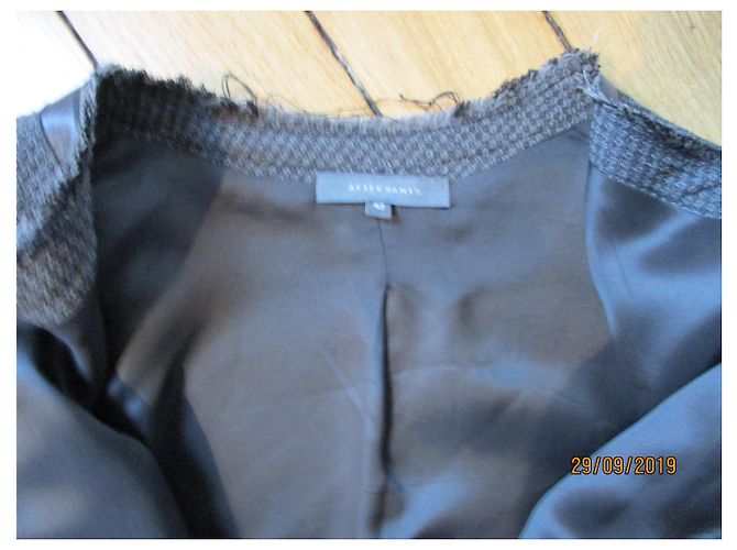 Autre Marque Giacca / lana perfetta e pelle, 42. Grigio - vista 3