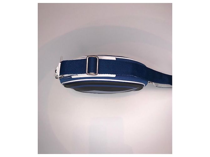 BORSA A MANO CHANEL IN TELA E GOMMA . Nero Bianco Blu navy - vista 16
