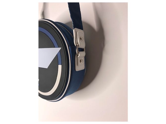 BORSA A MANO CHANEL IN TELA E GOMMA . Nero Bianco Blu navy - vista 3