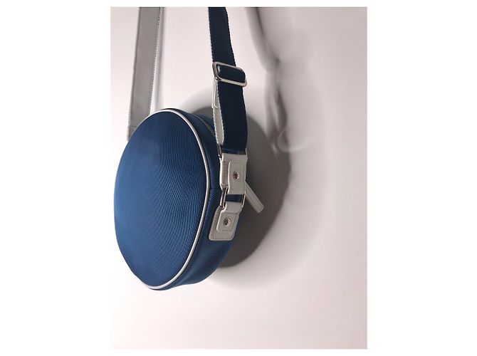 BORSA A MANO CHANEL IN TELA E GOMMA . Nero Bianco Blu navy - vista 7