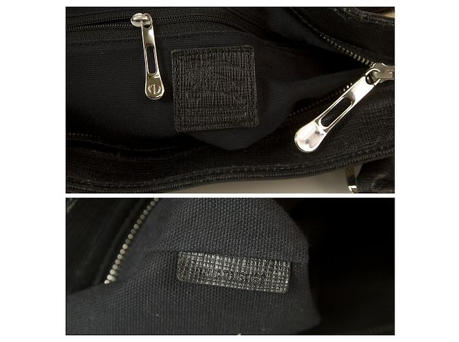 Thomas Burberry Burberry Beige / Grey Canvas & Black Leather Trim Handtasche Tote Große Einkaufstasche - Ansicht 6