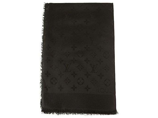 Louis Vuitton Monogramm schwarz Ton in Ton Schal gewebte Jacquard Seide M71329 - Ansicht 3