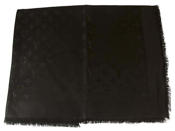 Louis Vuitton Monogramm schwarz Ton in Ton Schal gewebte Jacquard Seide M71329 - Ansicht 4