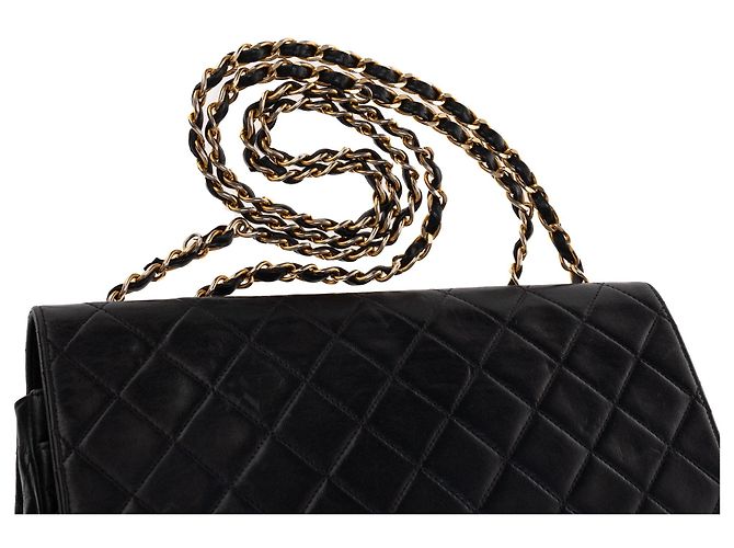 Timeless Bolsa Chanel clássica em pele de cordeiro acolchoada da marinha, hardware de ouro! Azul marinho - vista 10