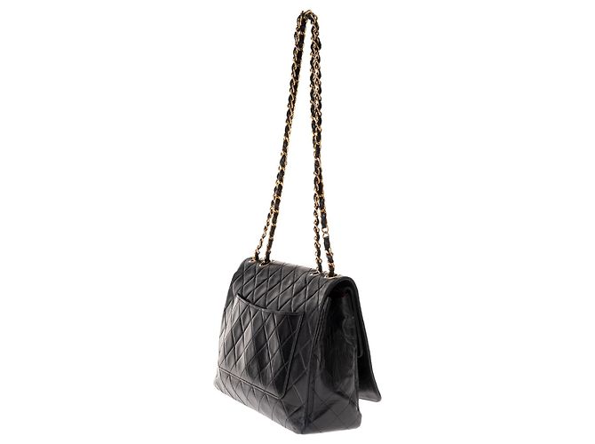 Timeless Bolsa Chanel clássica em pele de cordeiro acolchoada da marinha, hardware de ouro! Azul marinho - vista 6