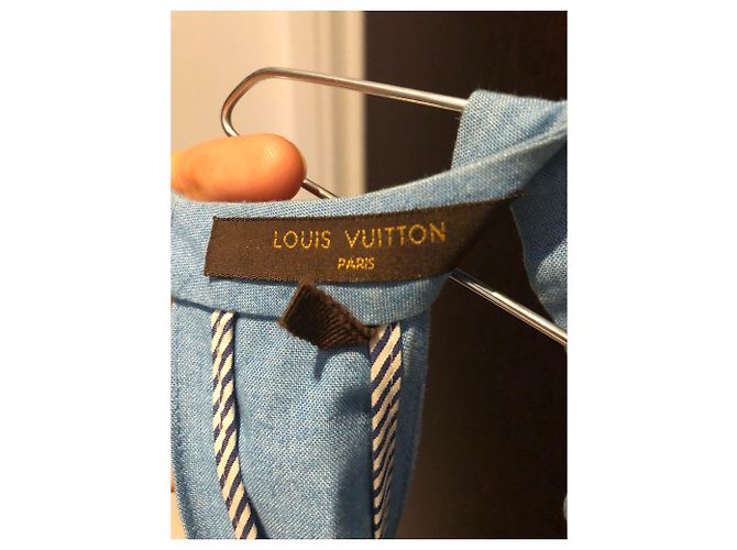 Louis Vuitton Vestido de algodón azul con cuello halter - vista 4