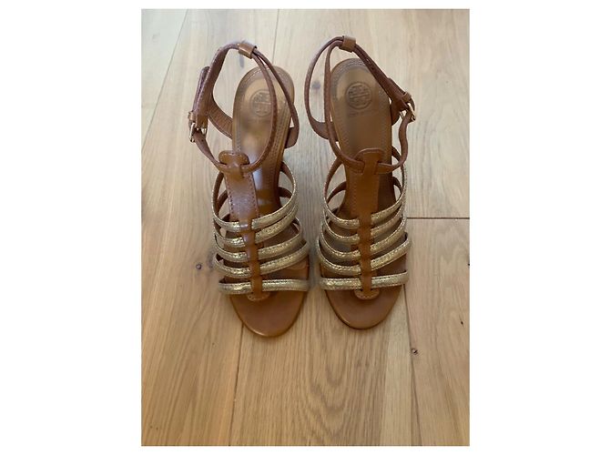 Sandali Tory Burch in pelle oro e marrone D'oro - vista 2