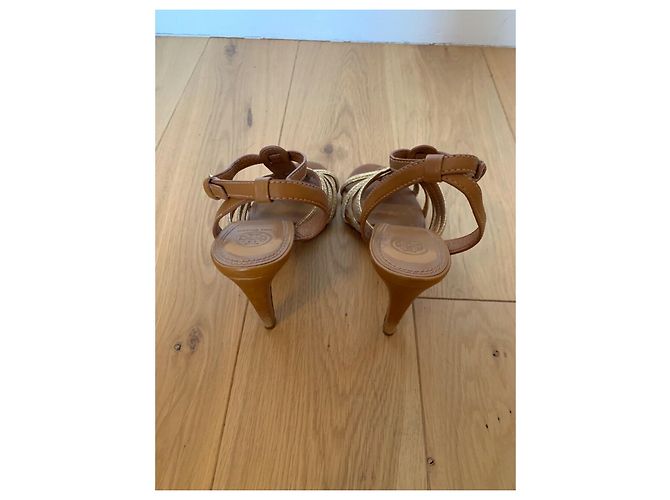 Sandali Tory Burch in pelle oro e marrone D'oro - vista 4