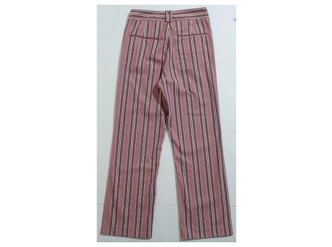 Pantalones de talle alto a rayas Isabel Marant rosa algodón - vista 4