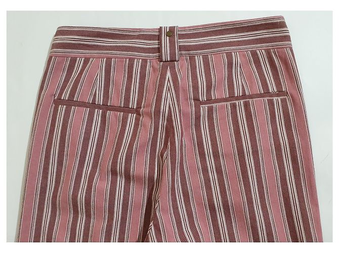 Pantalones de talle alto a rayas Isabel Marant rosa algodón - vista 5