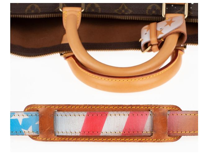Borsa Louis Vuitton Keepall 55 "Captain America" personalizzabile di PatBo! Marrone - vista 12