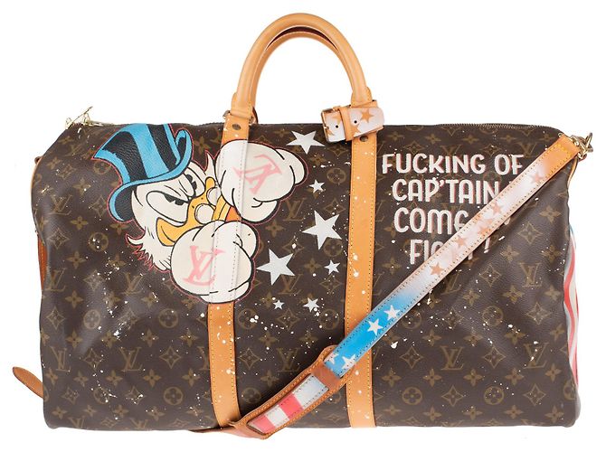 Borsa Louis Vuitton Keepall 55 "Captain America" personalizzabile di PatBo! Marrone - vista 2