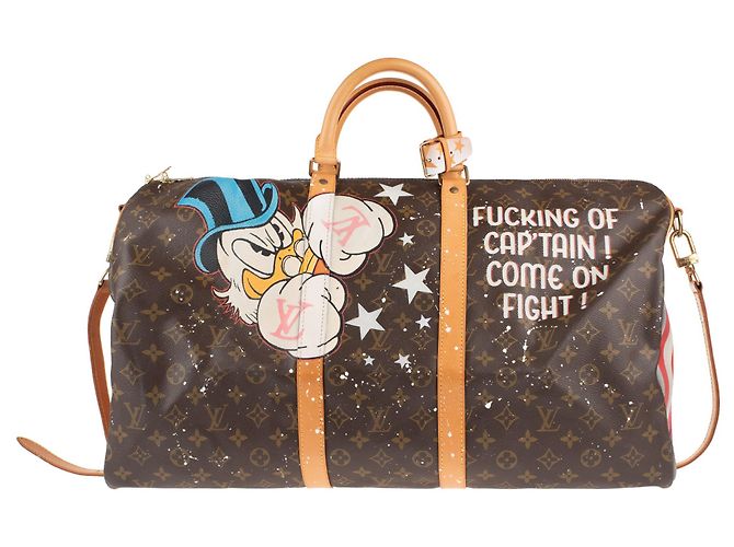 Borsa Louis Vuitton Keepall 55 "Captain America" personalizzabile di PatBo! Marrone - vista 3