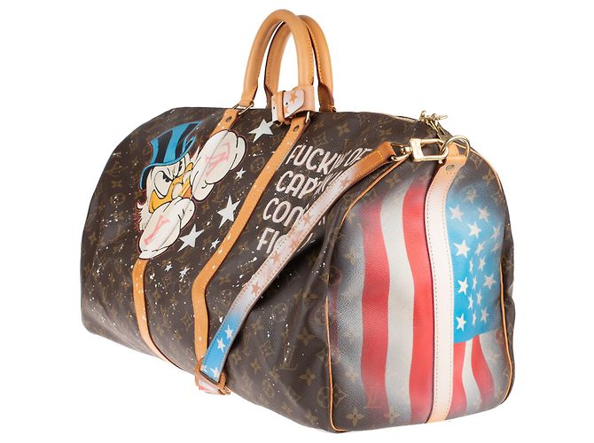 Borsa Louis Vuitton Keepall 55 "Captain America" personalizzabile di PatBo! Marrone - vista 4