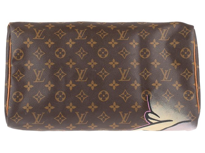 Louis Vuitton Speedy 35 Monogramma "Pink Panther" personalizzato da PatBo! Marrone - vista 10