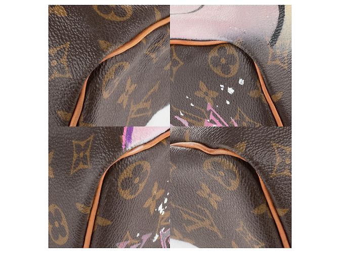 Louis Vuitton Speedy 35 Monogramma "Pink Panther" personalizzato da PatBo! Marrone - vista 11