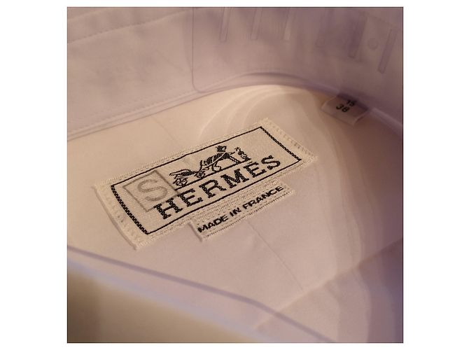 Hermès Chemise droite col droit popeline Bianco - vista 2