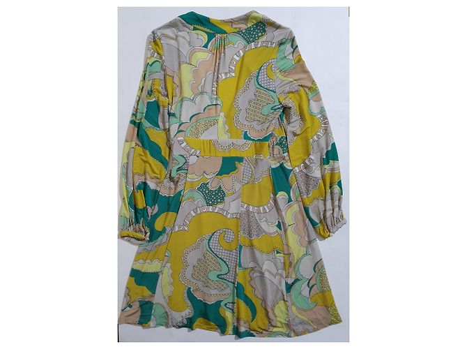 Abito Tara Jarmon Multicolore in Viscosa Verde Giallo - vista 3