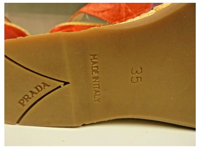 Décolleté slingback Prada con zeppa pelle beige arancione viola Porpora - vista 7