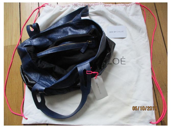 See by Chloé Siehe von Chlé, zweifarbige Ledertasche. Schwarz - Ansicht 3