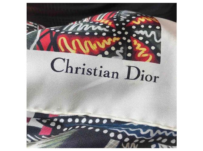 Christian Dior Foulard Ritual-D Sciarpa di seta arancione farfalla - vista 2