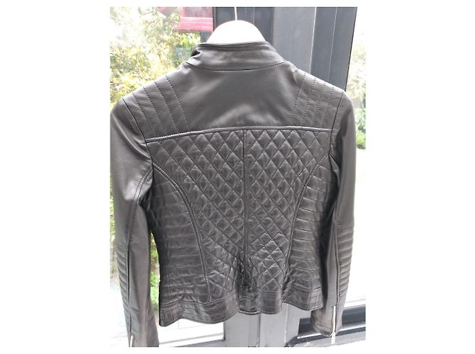 Autre Marque leather jacket detachable collar Black - view 10