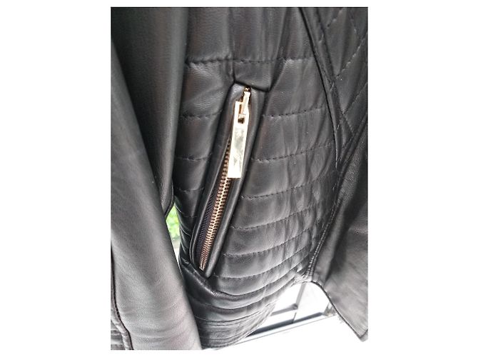 Autre Marque leather jacket detachable collar Black - view 5