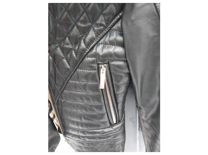 Autre Marque leather jacket detachable collar Black - view 7