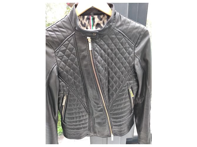 Autre Marque leather jacket detachable collar Black - view 9
