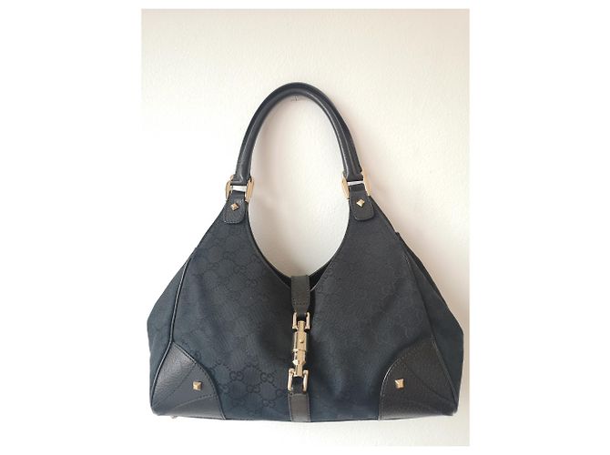 Borsa Gucci Bardot in tela nera Nero - vista 12