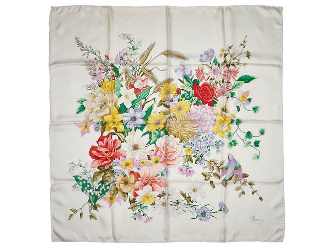 Gucci bufanda de seda floral blanca - vista 4