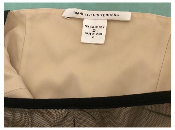 Diane Von Furstenberg Suri Bustierkleid Schwarz Creme Seide Wolle Roh - Ansicht 6