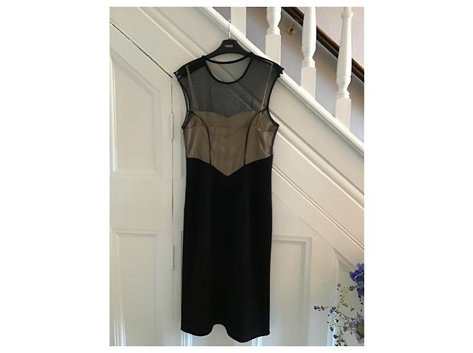 Diane Von Furstenberg Suri Bustierkleid Schwarz Creme Seide Wolle Roh - Ansicht 9