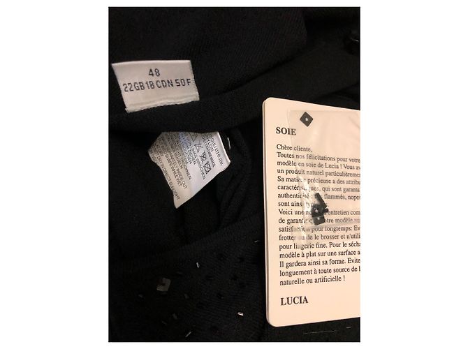 Autre Marque Top senza maniche Lucia in seta nero con glitter - vista 5