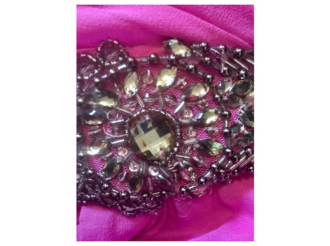 Vestido Marchesa de gasa de seda con adornos Rosa - vista 11