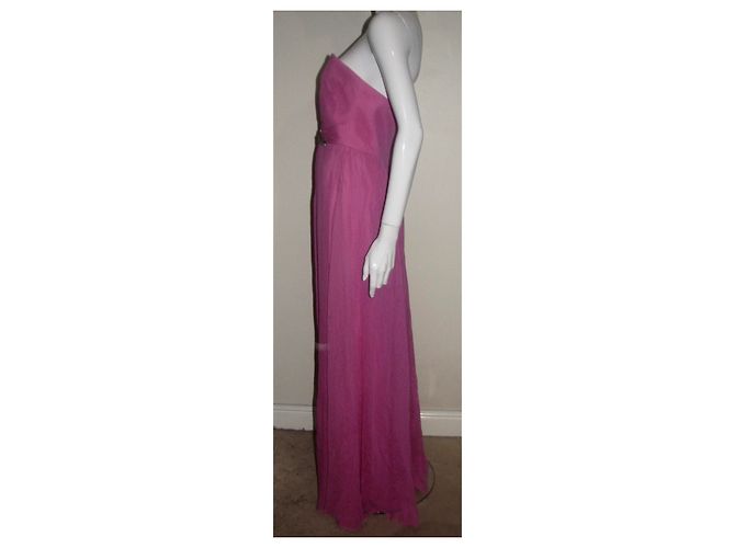 Vestido Marchesa de gasa de seda con adornos Rosa - vista 3