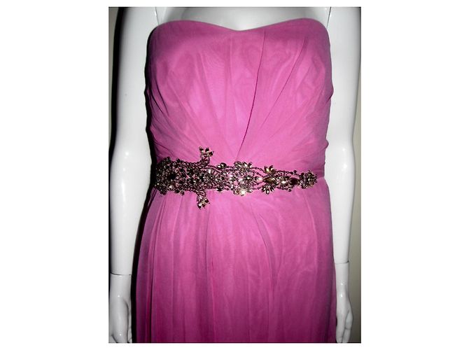 Vestido Marchesa de gasa de seda con adornos Rosa - vista 4