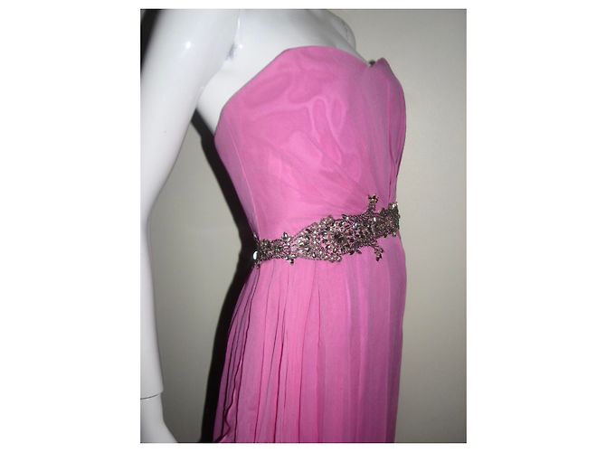 Vestido Marchesa de gasa de seda con adornos Rosa - vista 5