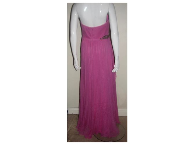 Vestido Marchesa de gasa de seda con adornos Rosa - vista 7