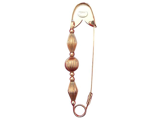 Spilla Gianfranco Ferré Dorata con Cabochon in Vetro Rubino D'oro - vista 2
