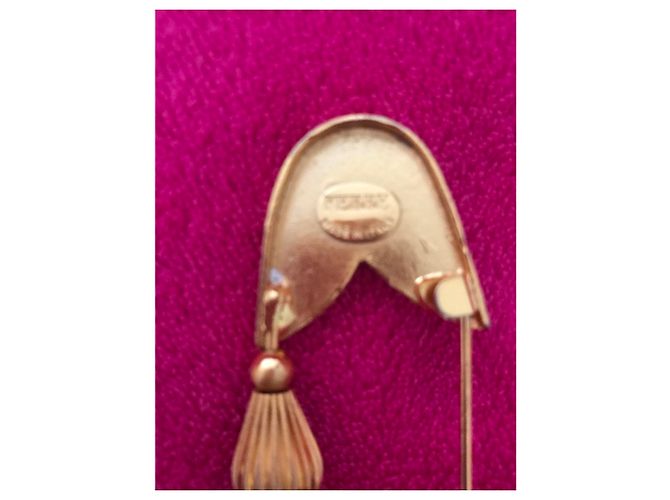Spilla Gianfranco Ferré Dorata con Cabochon in Vetro Rubino D'oro - vista 5