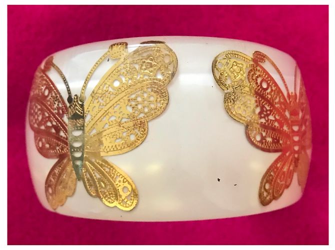 Autre Marque Bracciale Rigido in Plexiglass Bianco - vista 3