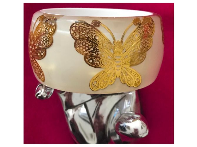 Autre Marque Bracciale Rigido in Plexiglass Bianco - vista 6