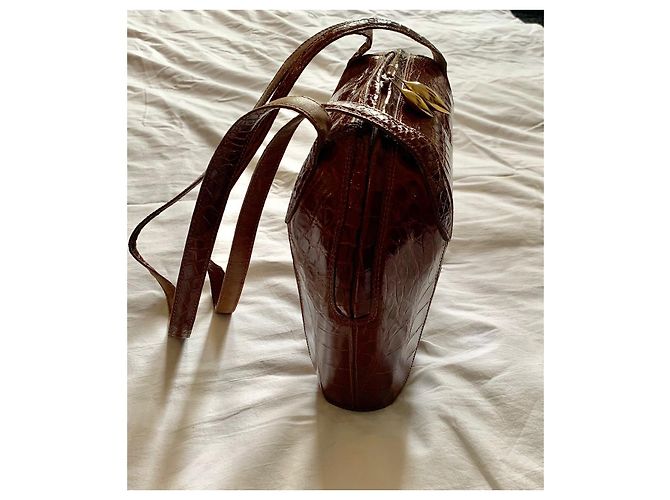 Autre Marque Borsa De Vecchi by Hamilton Hodge in pelle di coccodrillo cognac - vista 2